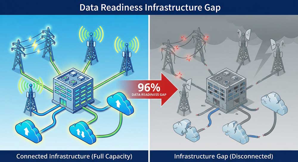 Generative AI in Africa infrastructure challenges showing power connectivity and data center gaps affecting 96 percent of executives