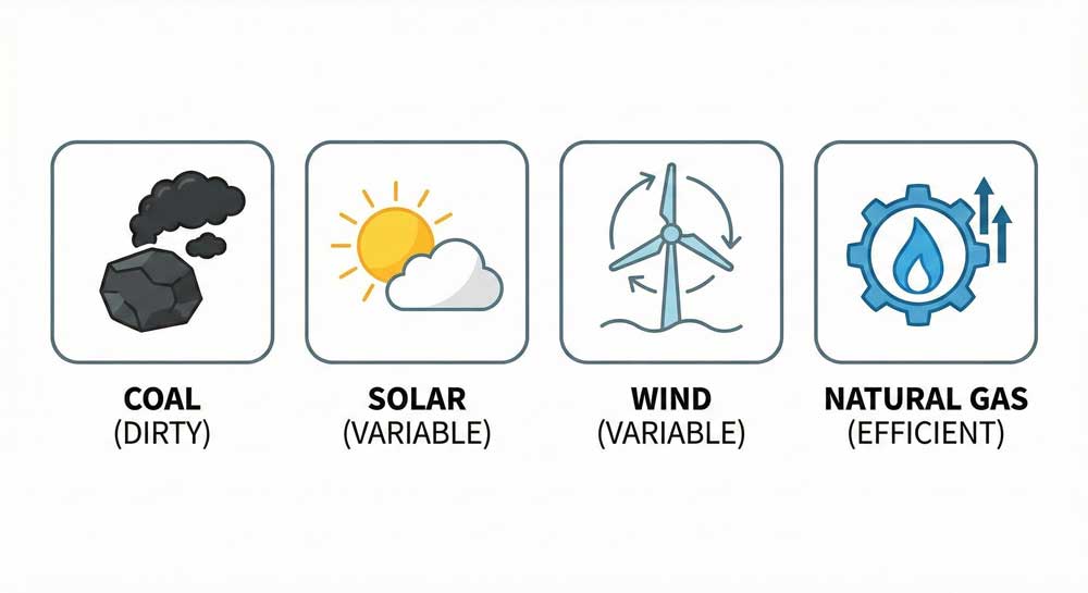 Natural gas investment vs other energy sources grid comparison