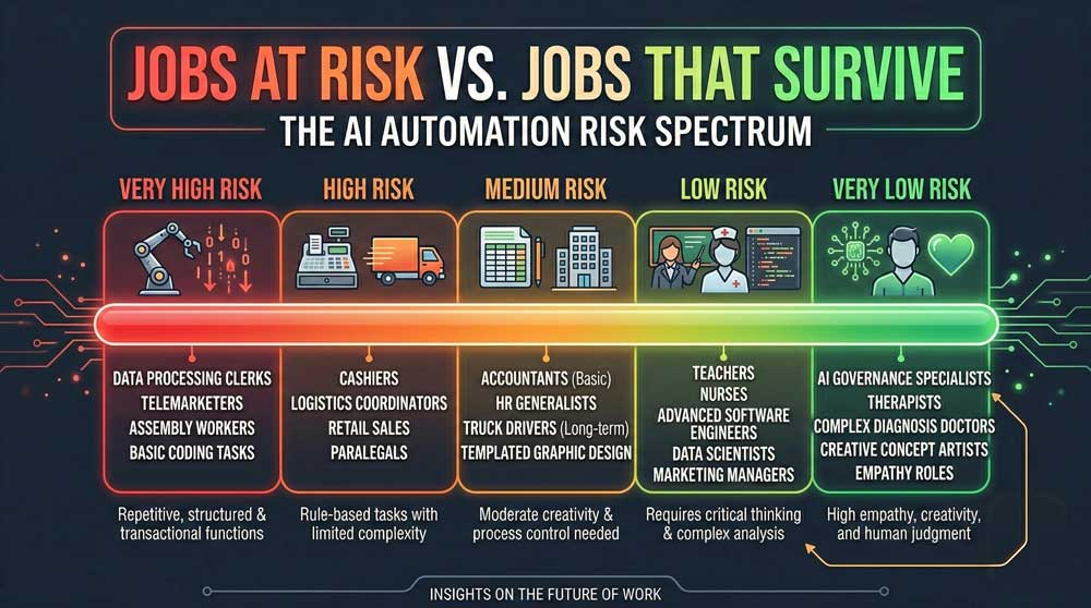 AI job displacement risk by role type — which jobs are safe in 2025