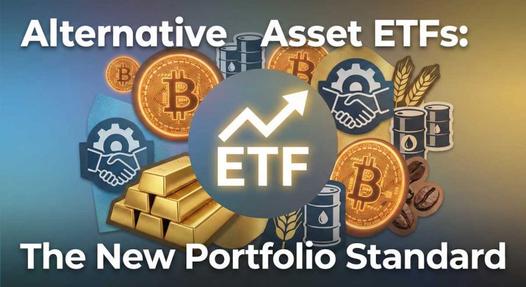 Alternative Asset ETFs comparison chart showing Bitcoin and gold performance versus traditional stocks and bonds