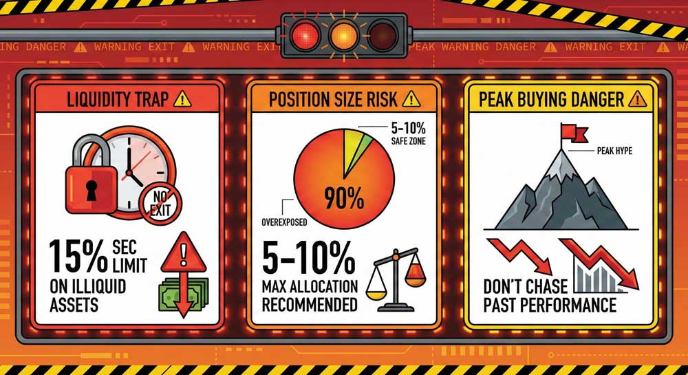 Alternative Asset ETFs risk management guide showing SEC liquidity limits and proper portfolio allocation percentages