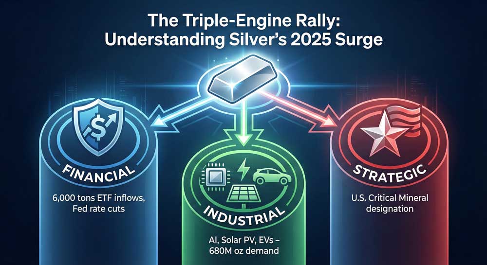 Silver price volatility drivers: financial safe haven demand, industrial technology applications, and strategic critical mineral status