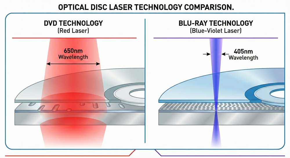 Sony discontinues Blu-ray recorders laser wavelength technology comparison diagram