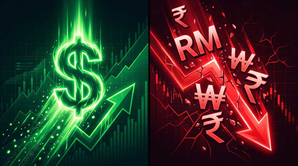 US dollar safe haven vs Asian stock market outflows currency divergence 2026