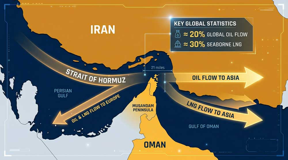 Strait of Hormuz control map oil flow global energy chokepoint