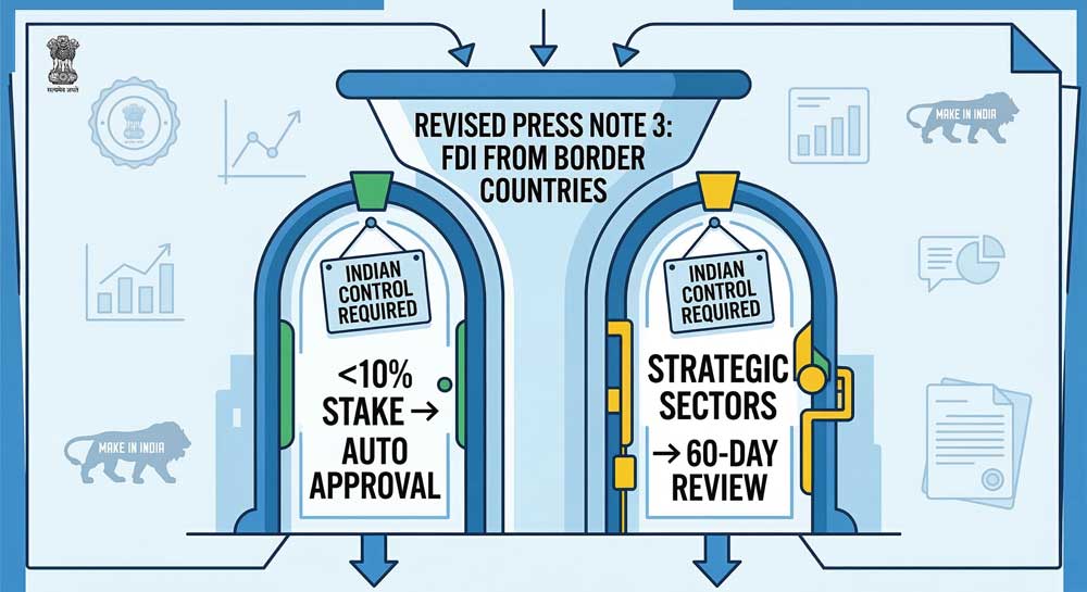 5 Shocking Truths: How Chinese FDI in India Is Being Used to Kill Chinese Imports 2 Chinese FDI in India approval pathway under revised Press Note 3 — two-route system diagram