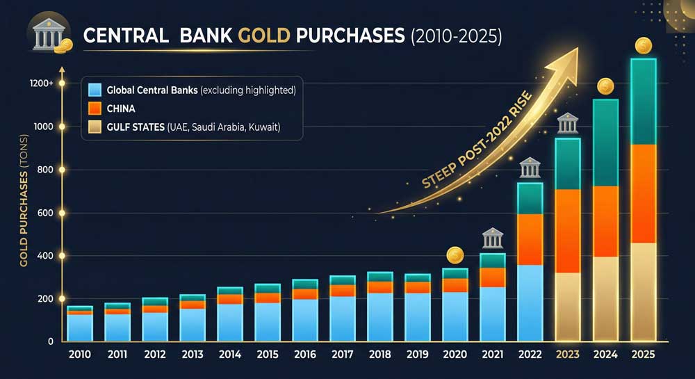 central banks shifting gold safe haven reserve accumulation 2010 to 2025