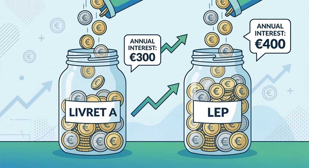 Livret A vs LEP interest comparison invest 20000 euros France
