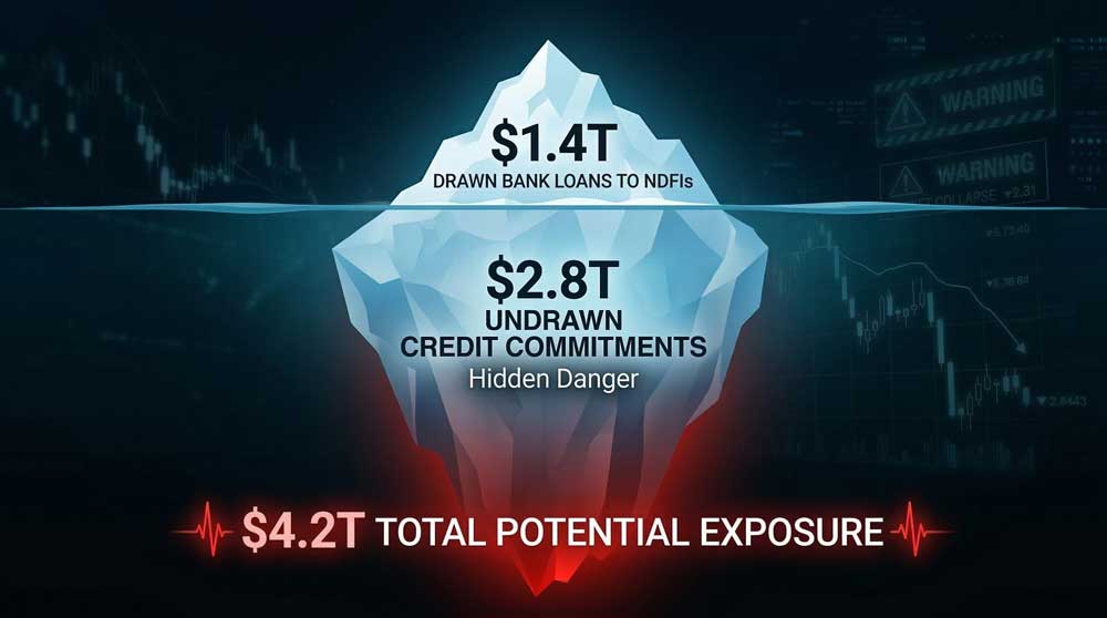 US private credit crisis $4.2 trillion hidden bank exposure NDFI iceberg risk 2026