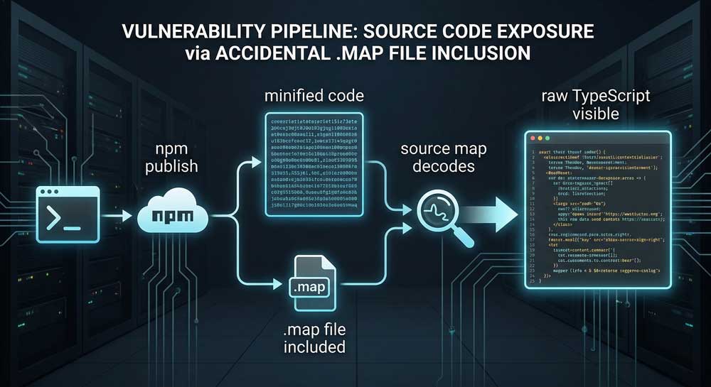 Claude Code leak source map file npm pipeline diagram