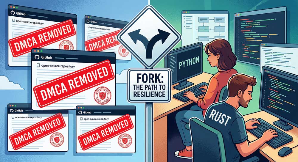 Claude Code leak DMCA takedown open source rewrite Python Rust