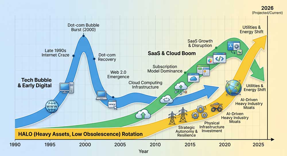 HALO investing sector rotation 2026 vs 1990s value growth