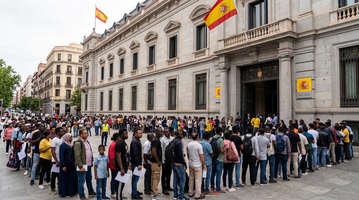 Spain immigration amnesty 2026 — migrants applying for legal residency permits