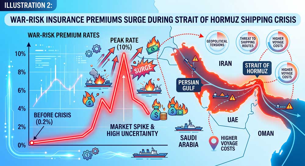 War-risk insurance premiums surge during Strait of Hormuz shipping crisis