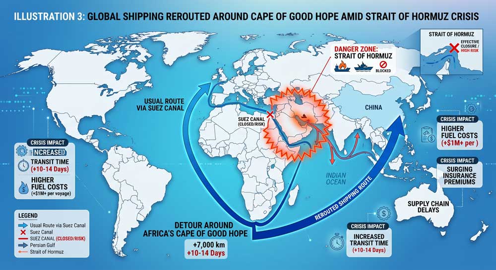 Global shipping rerouted around Cape of Good Hope amid Strait of Hormuz crisis