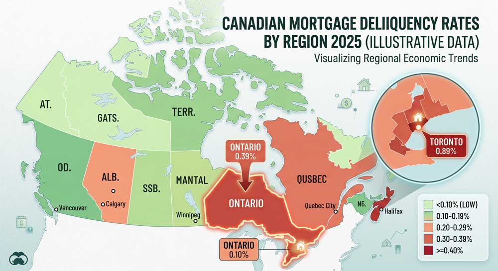 Canadian mortgage delinquency rates by region 2025