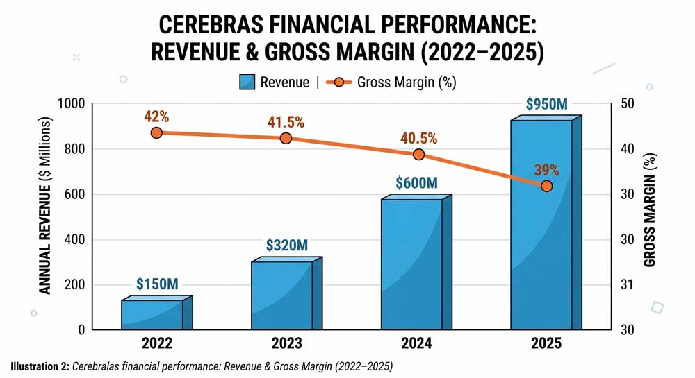 Cerebras IPO: The AI Inference Chip That Cracked Nvidia's 7 Monopoly Stranglehold 3 Cerebras revenue growth and gross margin trend 2022 to 2025