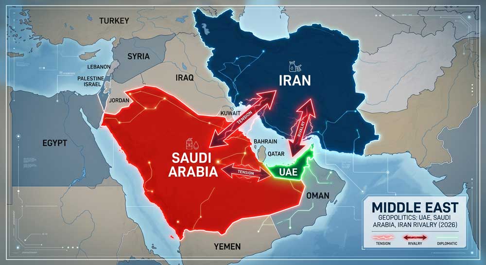 Middle East geopolitics UAE Saudi Arabia Iran rivalry 2026