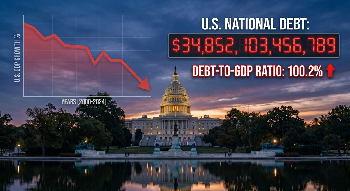US debt-to-GDP ratio crossing 100% for the first time since World War II