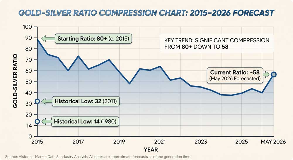 Gold-silver ratio compression chart 2026