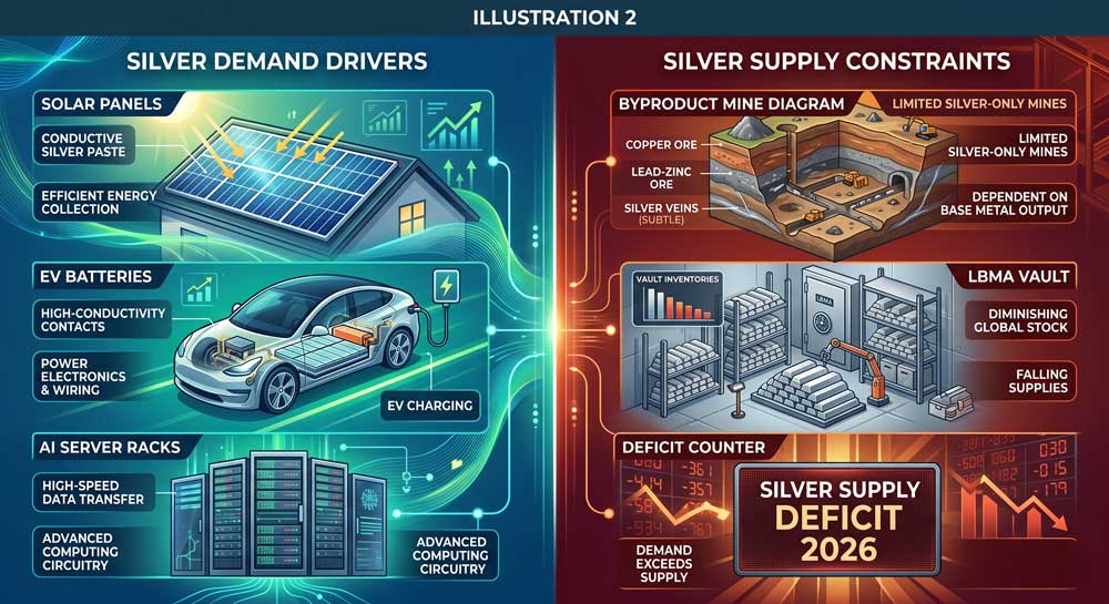 Silver supply deficit 2026 industrial demand drivers
