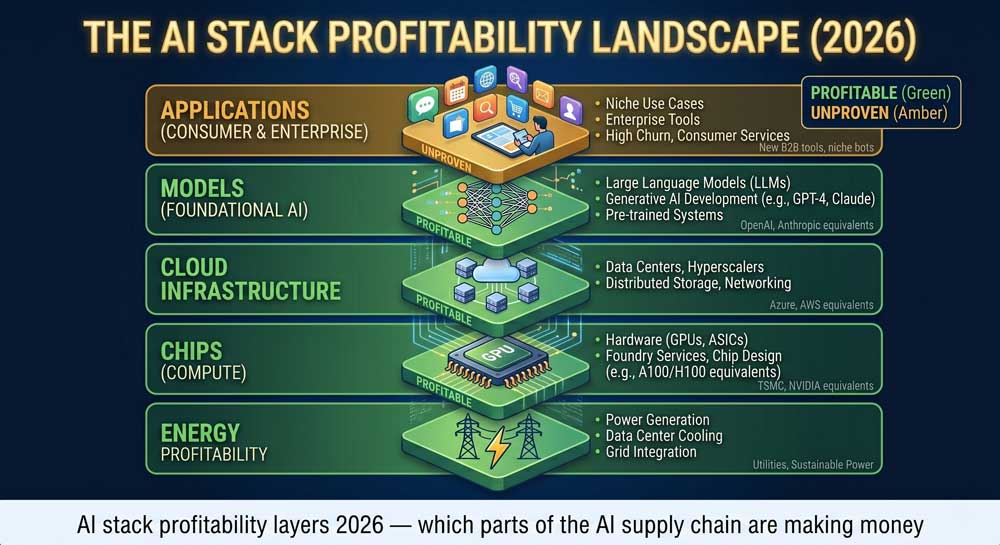 AI stack profitability layers 2026 — which parts of the AI supply chain are making money