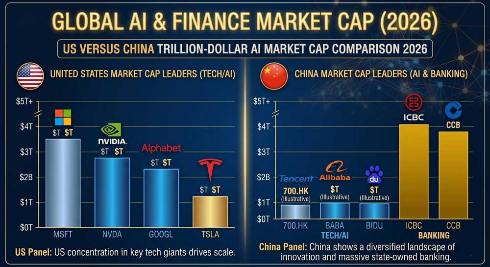 US versus China trillion-dollar AI market cap comparison 2026